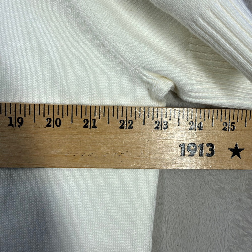 Denim&Co Cardigan Women 1X Cream Zip Front Short Sleeve Knit Minimalist Casual - Picture 5 of 7